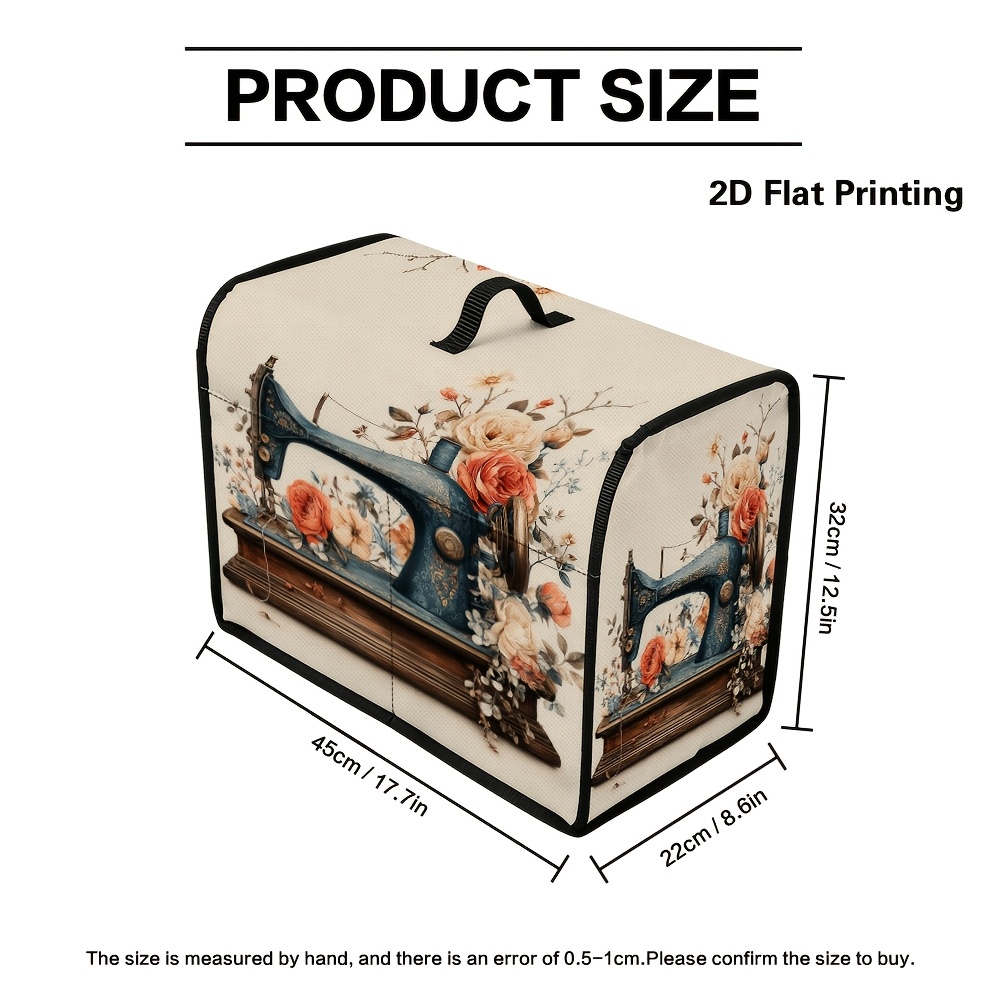 TEMU 1 pièce Housse de machine à coudre vintage avec protection -poussière, convient à la plupart des machines à coudre standard, étui avec poignée
