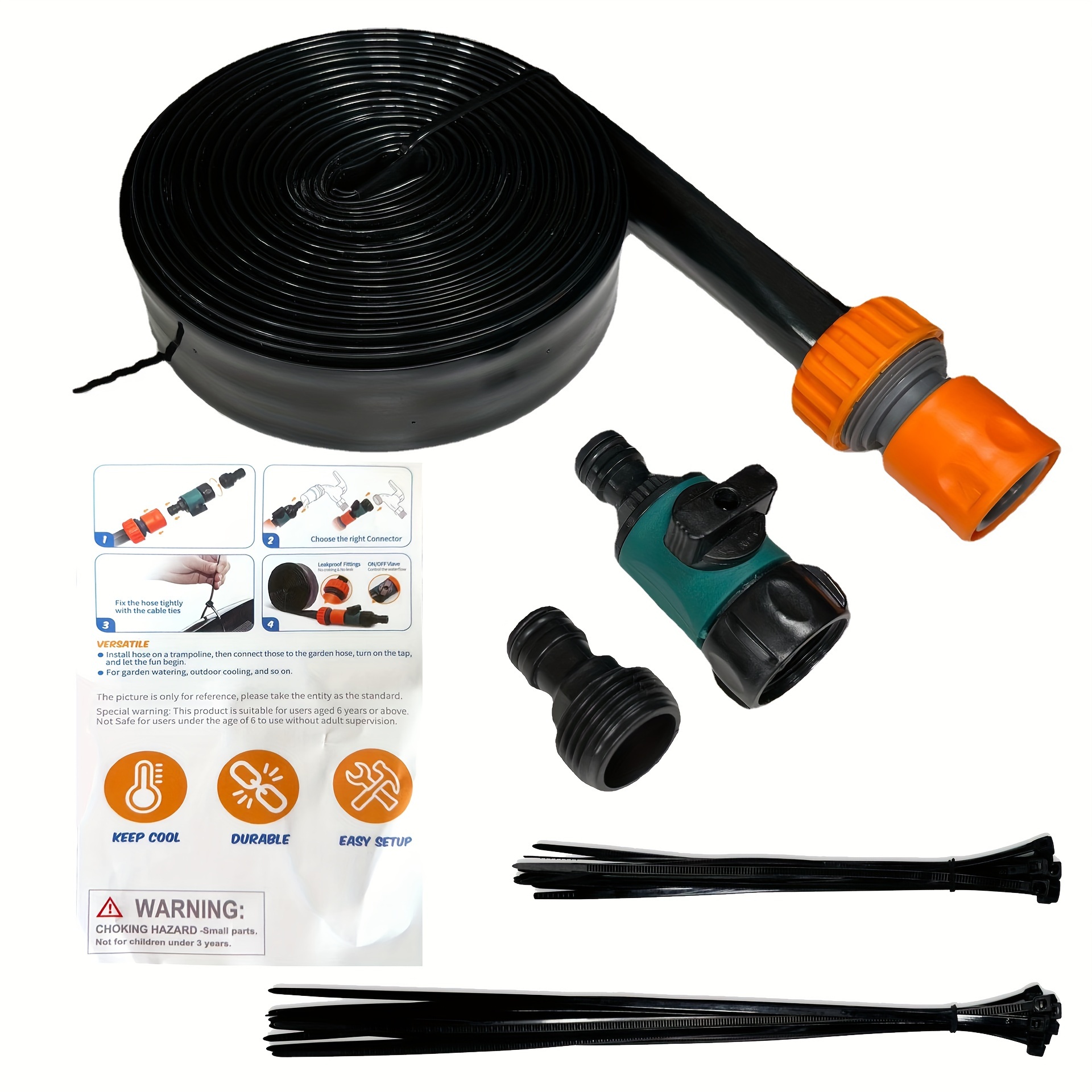 12 meters soft water pipe with sprinkler spray head trampoline entertainment fun outdoor spray outdoor automatic plant water supply system with adjustable control valve switch flower watering device details 2