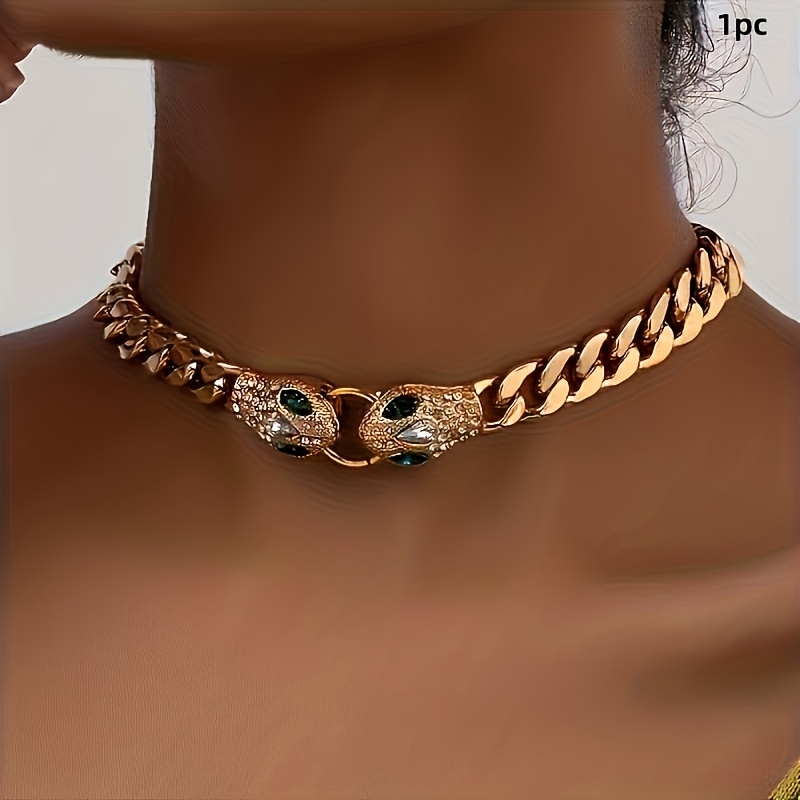TEMU A Fashionable Snake-shaped Metal Chain Necklace With A High-end Design, Featuring A Hip-hop Cool And Minimalist Style. Women' Wear Or Party