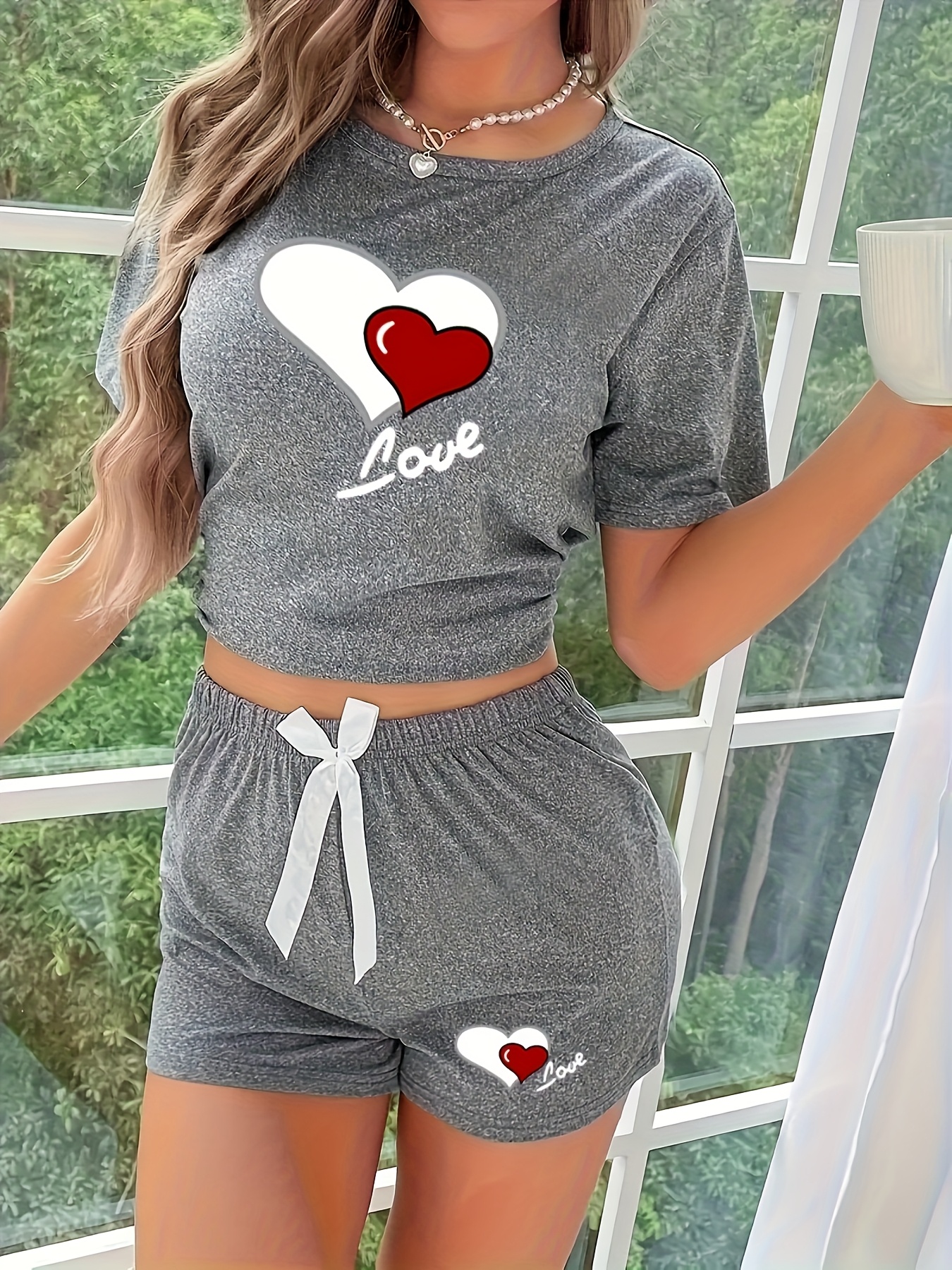 piezas conjunto pijama juvenil impresión amor Temu El Salvador