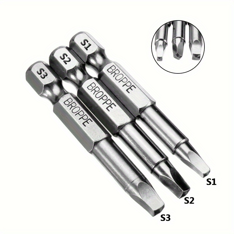 

3pcs Magnetic Square Head Screwdriver Bit Set, 1/4" Hex Shank - Electric Driver Compatible, Sq1, Sq2, Sq3