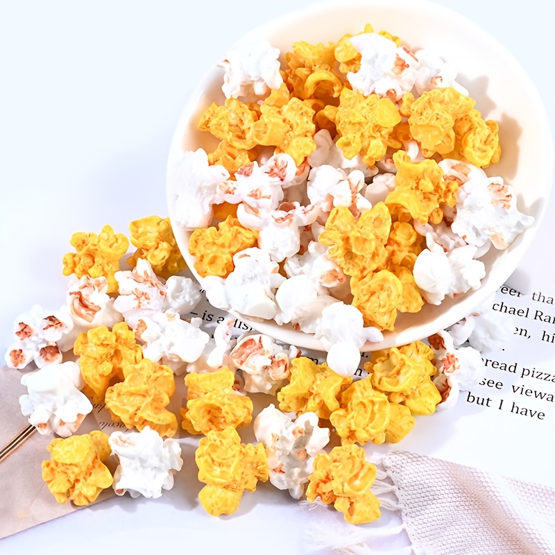 

20pcs Polyresin Miniature Fake Popcorn Figurines, Creative Mini Kitchen Accessories, Slime Beads Ornament, Scrapbooking, Refrigerator Magnet Decor, Mini Popcorn Props Charms For Keychain Crafts