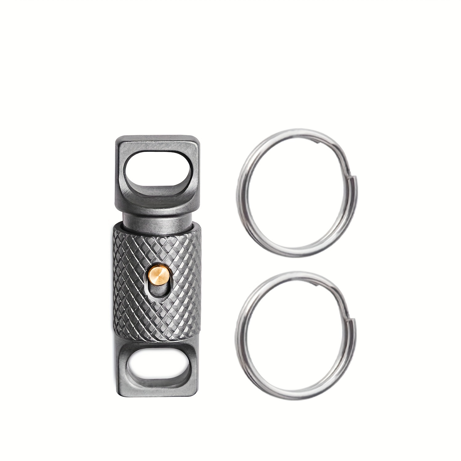 TEMU Tgzuo Titanium Alloy Keychain - 1pc Release Keyring 360 Rotation, , Non-braided, Durable Key Organizer