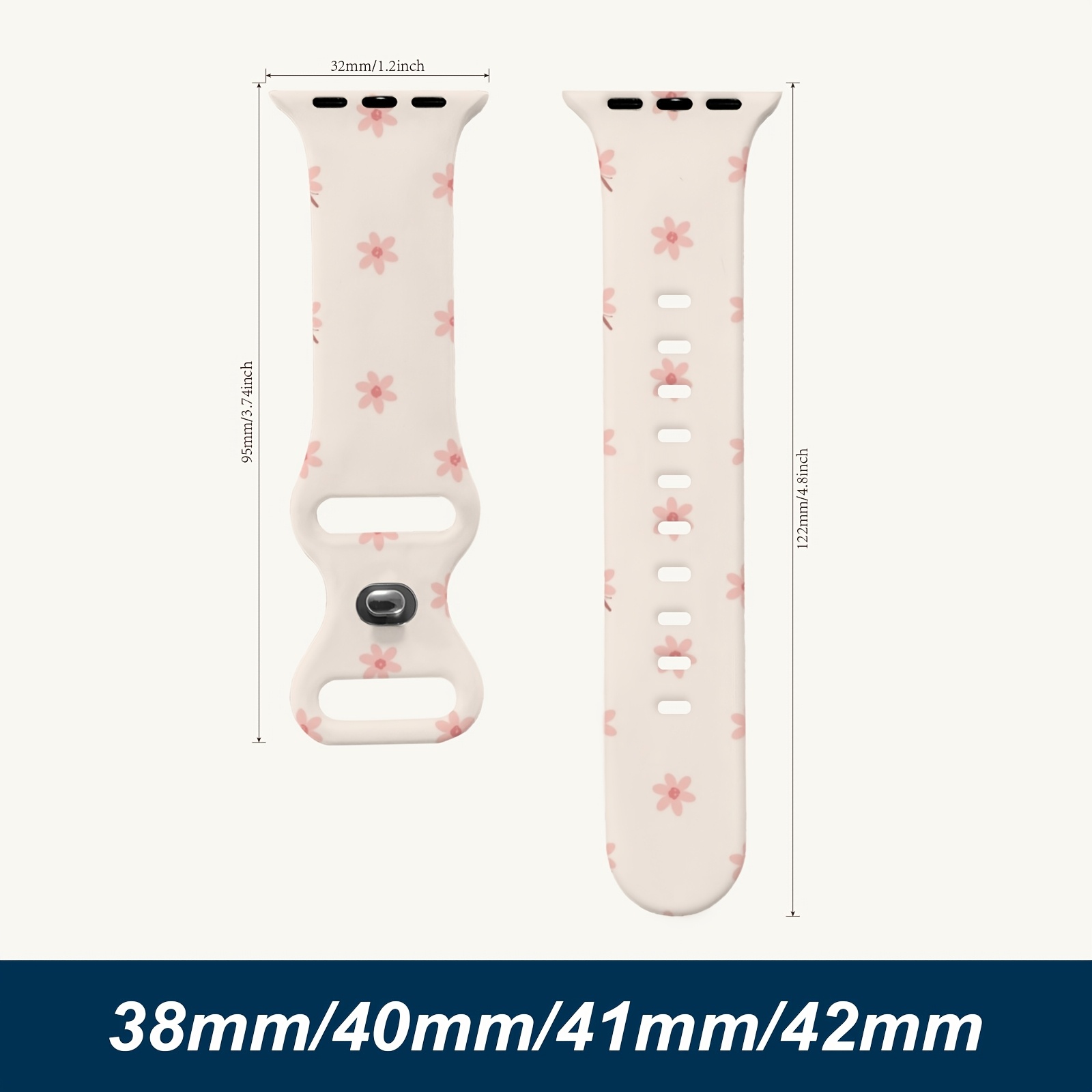 TEMU Silicone Watch Bands For Watch | Floral Pattern, Stretchy, Adjustable, Hypoallergenic, Multicolor, Durable, Compatible With Series 8/9/10, Ultra