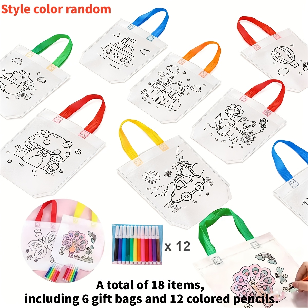 E-shop Geschenk für Sie/Ihn 18-teiliges wiederverwendbares buntes Geschenktüten-Set – Entzückende Kunst-Party-Mitgebsel, farbige ,