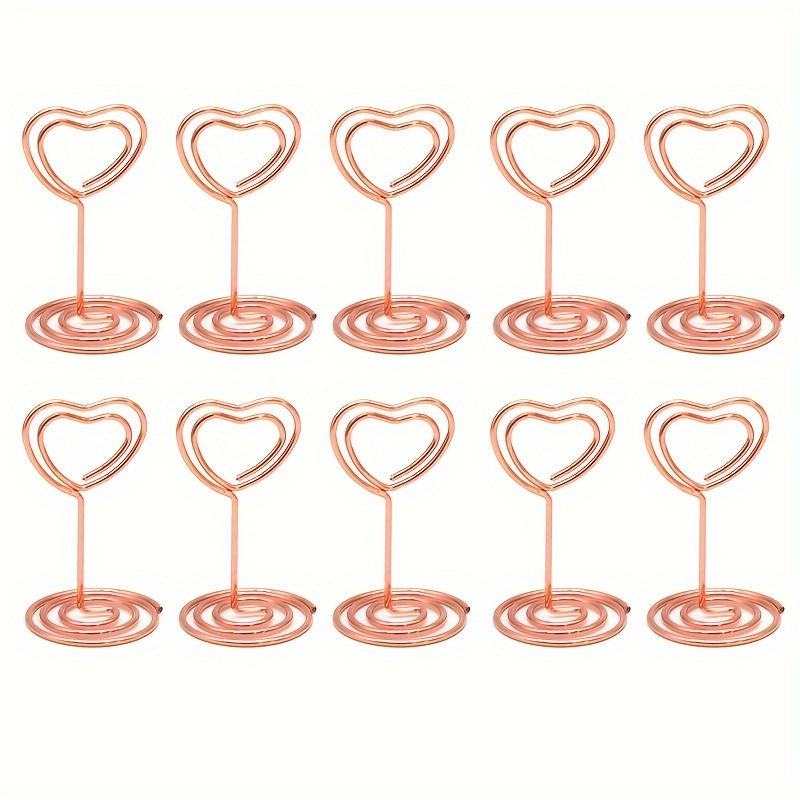 Image of 10pcs Rose Golden Metal Name Card Holder Suitable For Weddings, Events, Office - Elegant Photo & Table Number Display, Metal Message Clip, Versatile For Photos, Names, Numbers