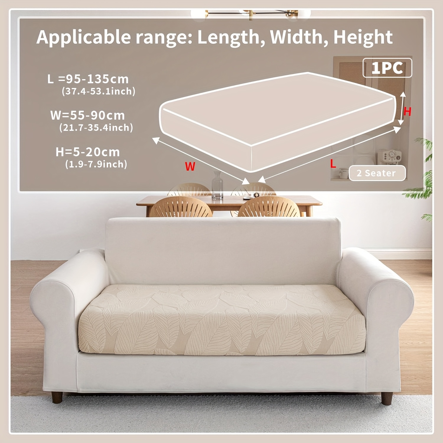 TEMU 1 housse de canapé à motif feuille, housse extensible élastique toutes avec protège- et accoudoirs, style moderne et simple, protège-canapé