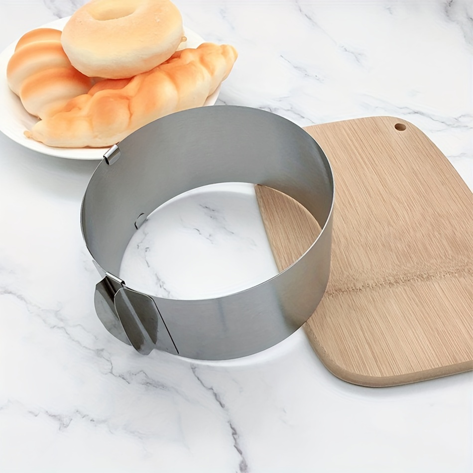 

1pc Adjustable Round Cake Ring Mold, Retractable Mousse Cake Ring Stainless Steel Circle Baking Ring Cake Tools, Suitable For Bakery Pastry Shop