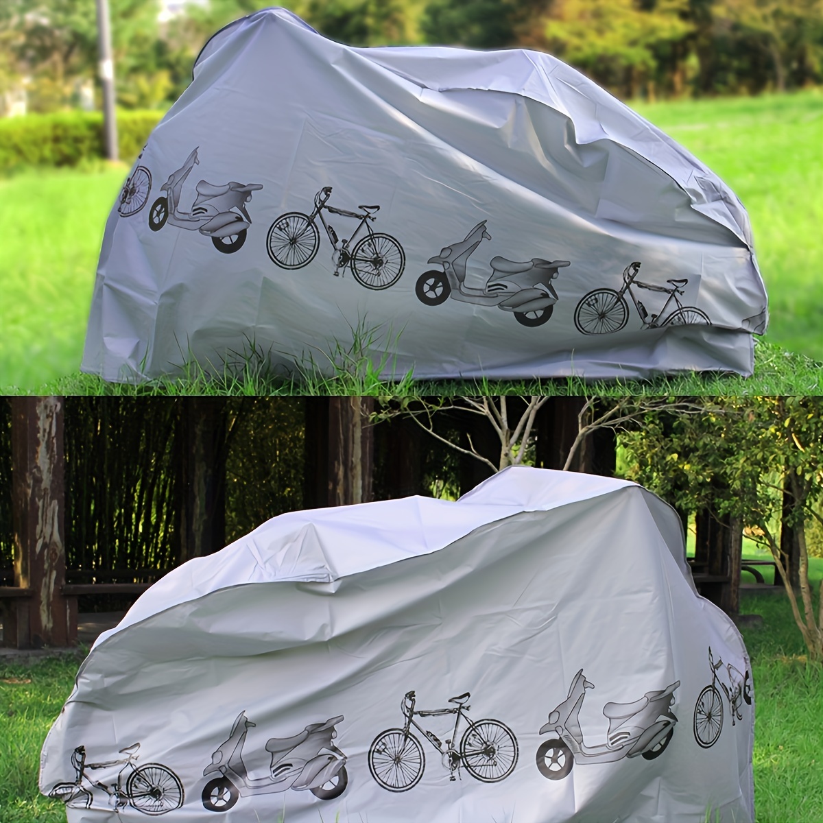 

1pc Outdoor Motorcycle/bicycle Cover, Waterproof, Uv & Wind Resistant, With Seat Belt, Universal Fit For Motorbike, Bike, Scooter, Gray Protective Cover