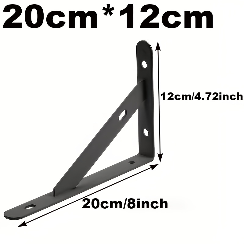 TEMU 3pcs Heavy-duty Black L-shaped Right Angle Triangle Brackets, Available In 6-inch And 8-inch Sizes. Made Of Thickened Metal, This Wall Shelf