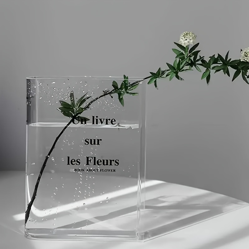 Transparent Plastic Vase Ornament, Floral Vase, Book Vase, Desktop Decoration, Living Room Bedroom Bathroom Decorative Vase