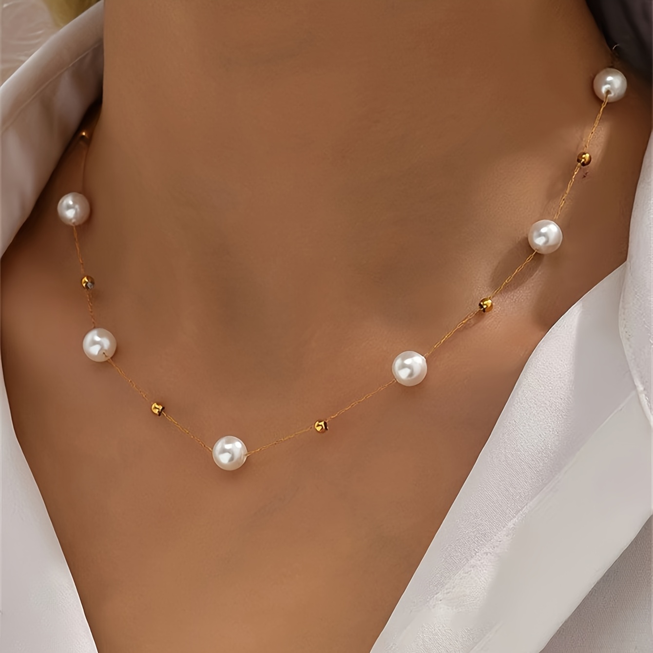 TEMU 1pc Of Simple, Affordable, And Exquisite Women's Necklace, Featuring Resin Beads On A Stainless Steel Chain, Suitable As A Versatile Accessory
