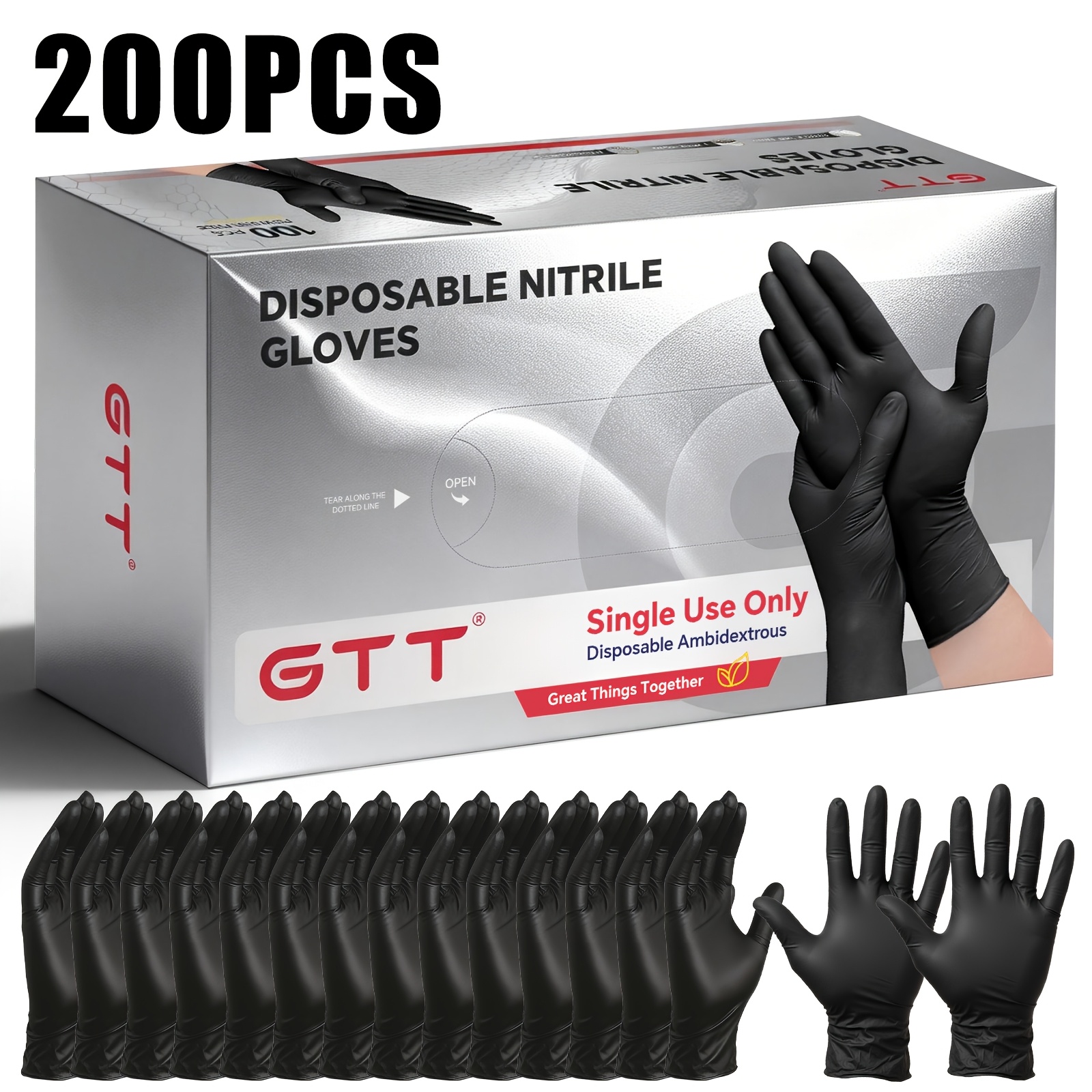 200pcs black nitrile disposable gloves 2 box set and oil resistant 5 mil suitable for     such as     cleaning hair dyeing tattoos and pets