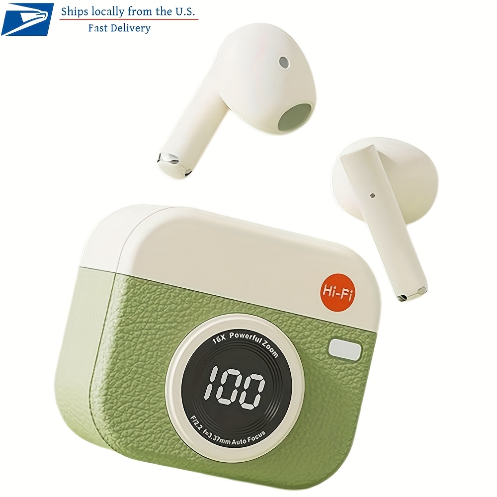 TEMU Wireless Earbuds, Retro Style Wireless Earbuds, Wireless Earbuds Active Noise Cancelling Earphones, Noise Cancelling Headphones With Led Digital