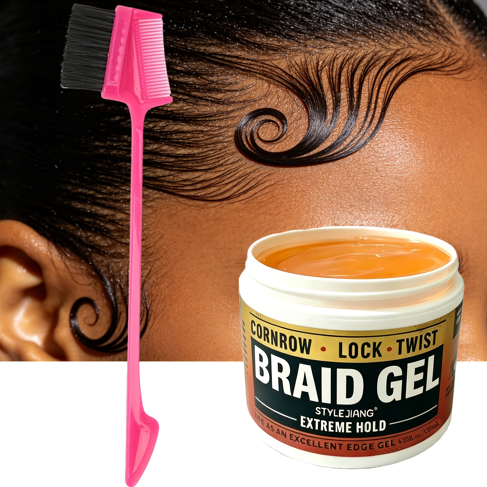 Image of Hair Braiding Gel And Edge Control 120ml - Applicator For Precise Styling, Flexible Hold To Braids, And Moisturizing Formula, Suitable For All Hair Types