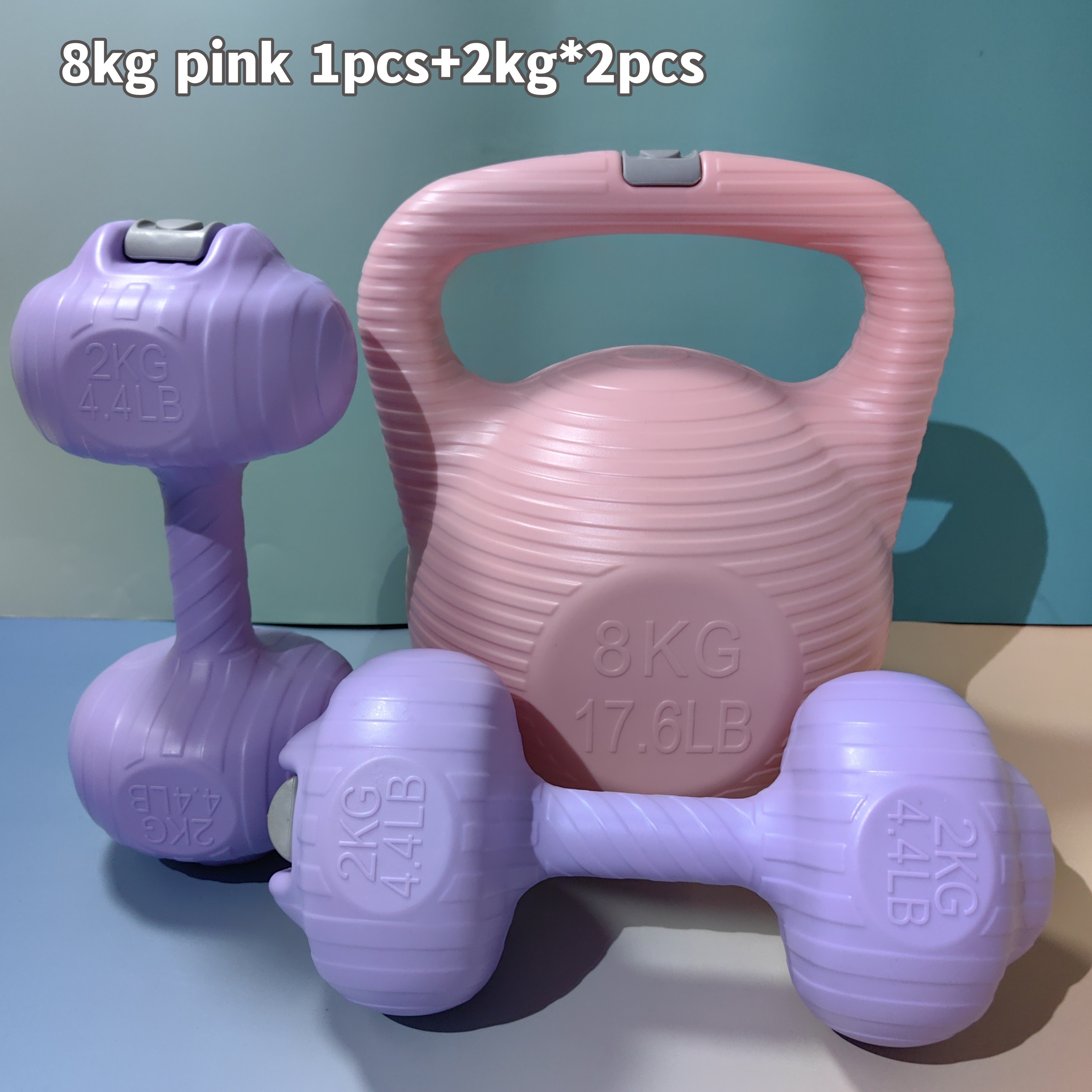 TEMU Mångsidigt Fitnessset: Vattenfyllbara Hantlar & Kettlebells - PE-material, Viktalternativ för Hemmagym & Yoga Träning - Present för Alla