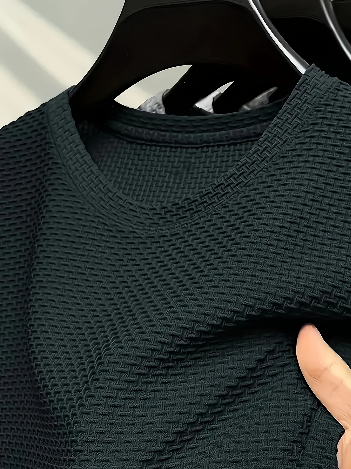 mens quick dry moisture wicking breathable jacquard t shirt loose   fabric for gym   sports casual summer   workout shirt classic round neck medium   details 11