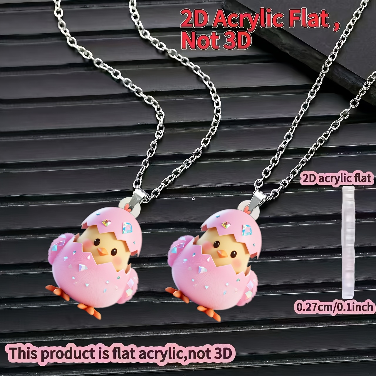 Cute Little Chick Acrylic Pendant Necklace, Gift for Her
