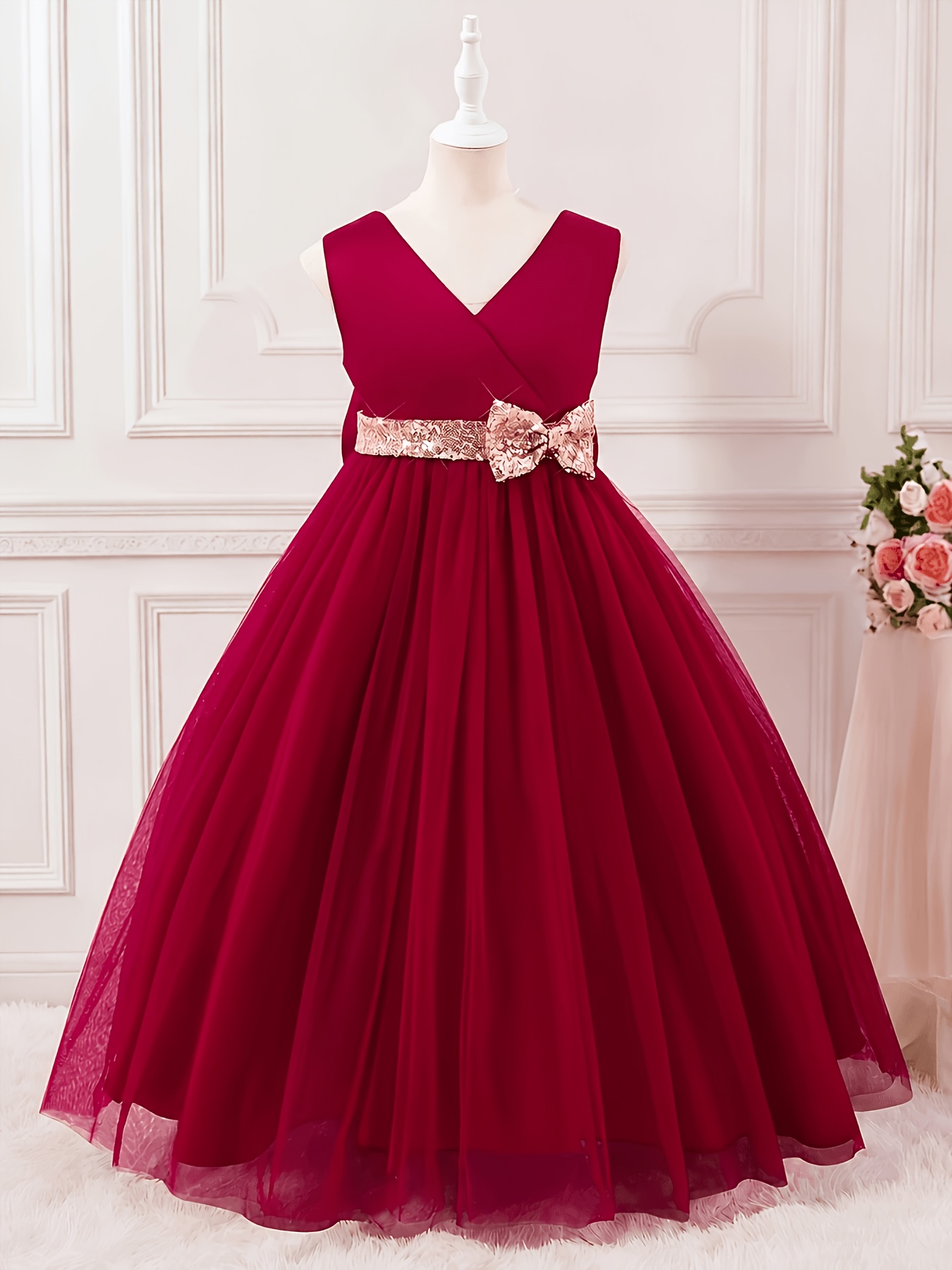 burgundy dresses sold on Temu United States