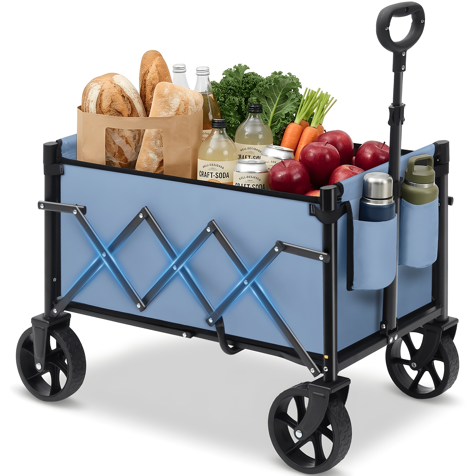 TEMU Carrello a ruote pieghevole piccolo da 80 kg, carrello della pieghevole, carrello da campeggio con regolabile in altezza, , salvaspazio e