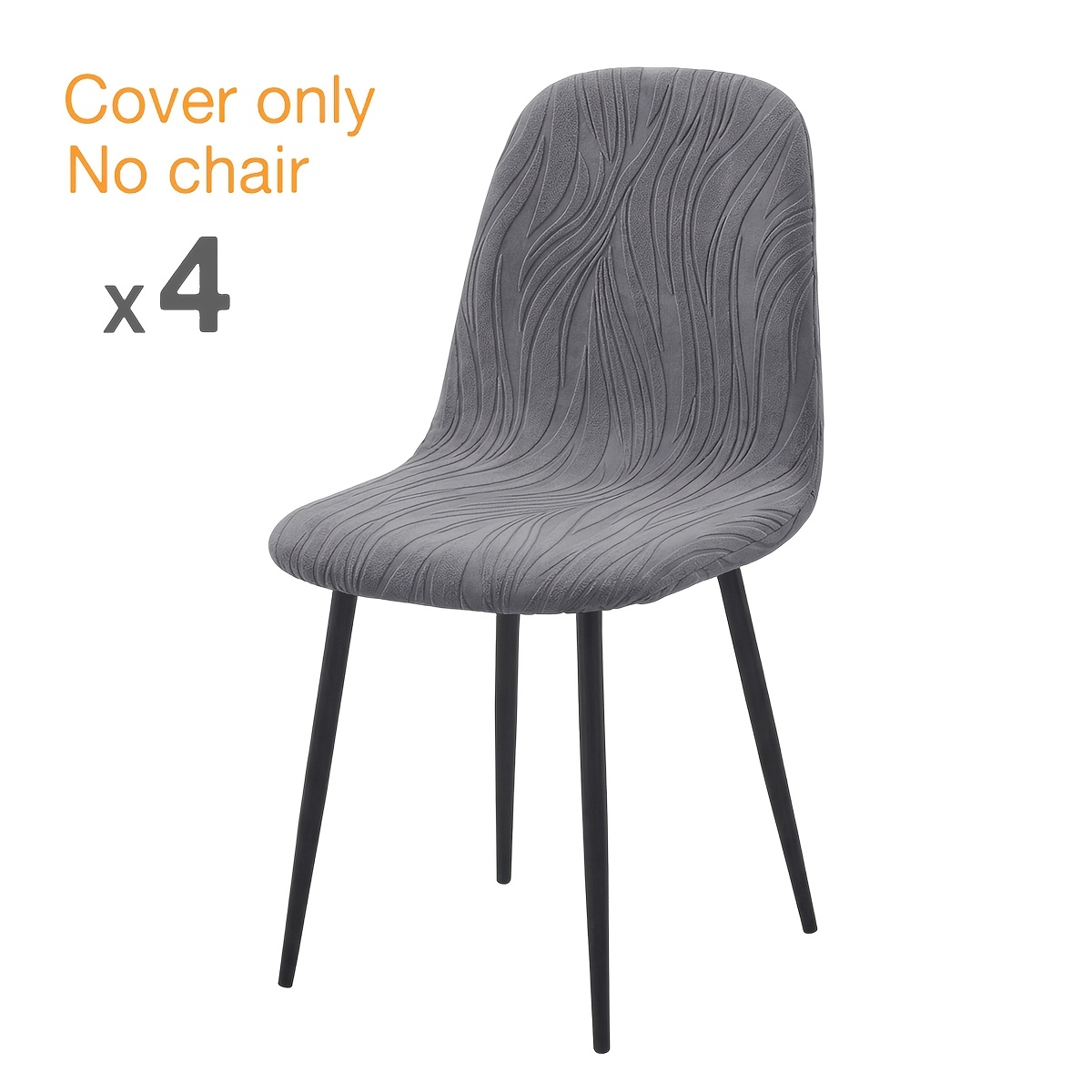 TEMU 4/6pcs Housse de chaise coque en jacquard style flux d'eau, Housse de protection élastique pour chaise coque