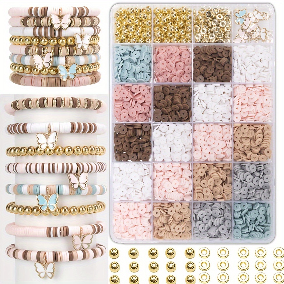 

Bohemian Style 2600pcs Butterfly Charms And Clay Beads Bracelet Making Kit, Diy Friendship Bracelet Set With Golden Accents, Pinkish Blue Brown Bead Assortment For Jewelry Crafting