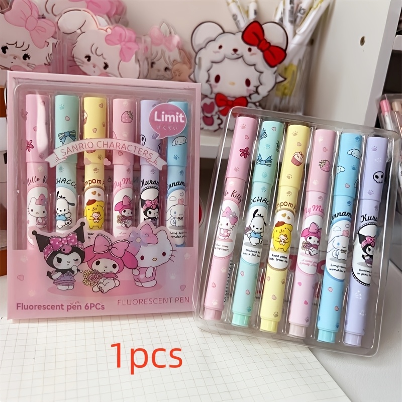 

1pc Surligneur Fluorescent Sanrio Hello Kitty & Friends - et Mignonnes avec My Melody, Kuromi & Plus - Pointe Large, Idéal pour Dessiner & Peindre - Édition Limitée