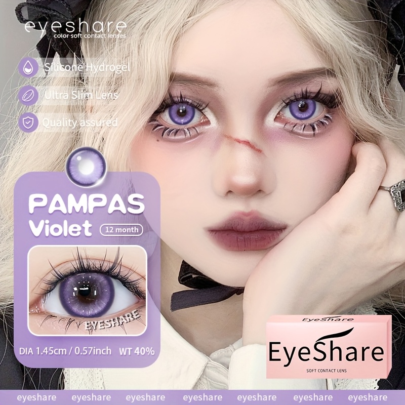 Contatti EYESHARE Viola & Verde per Cosplay - Lenti HEMA Morbide da 14.5mm di Grande Diametro, Contenuto Acqua al 40%, Uso Quotidiano e Feste per 1 Anno, Design Ultra-Sottile con Custodia Protettiva, Essenziali per Servizi Fotografici, Accessori per Feste, Colore Occhi Vivace, Lenti ad Alto Comfort