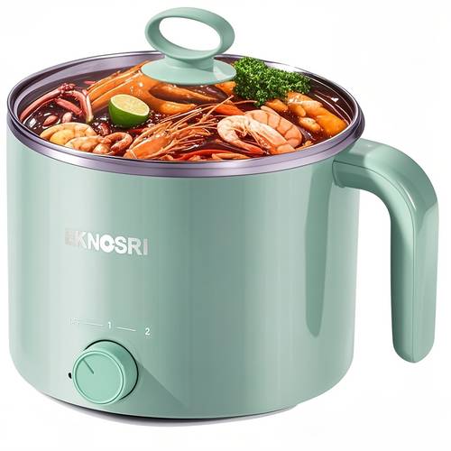 eknorsi stainless steel electric hot pot 51oz portable nonstick for 1 3 honeycomb texture travel with temperature control for steak egg noodles oatmeal light green with handle portable meal prep sleek electric nonstick interior