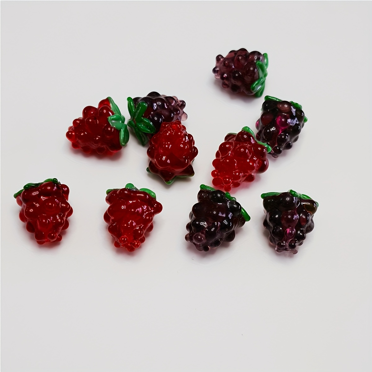 

5pcs Remoh Handmade Raspberry Lampwork Beads, -themed Glass Charms For , Bracelet, Earrings, Holiday Gift Accessories, Decorative Colored Glaze Beads