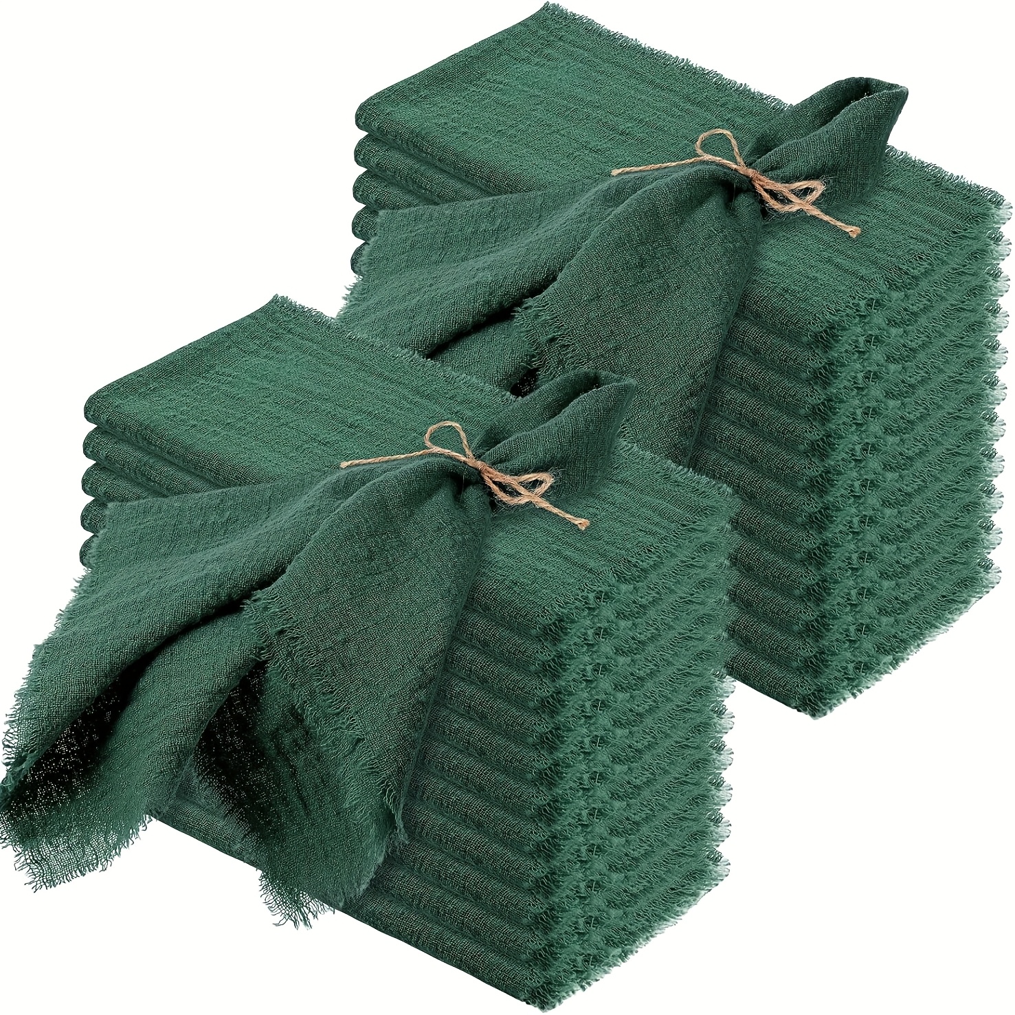 Image of Of 20 Handmade Gauze Table Napkins Measuring 32x32cm, Perfect For A Bohemian Wedding Decor With A Vintage Western Theme, Ideal For Bridal Party Dinners