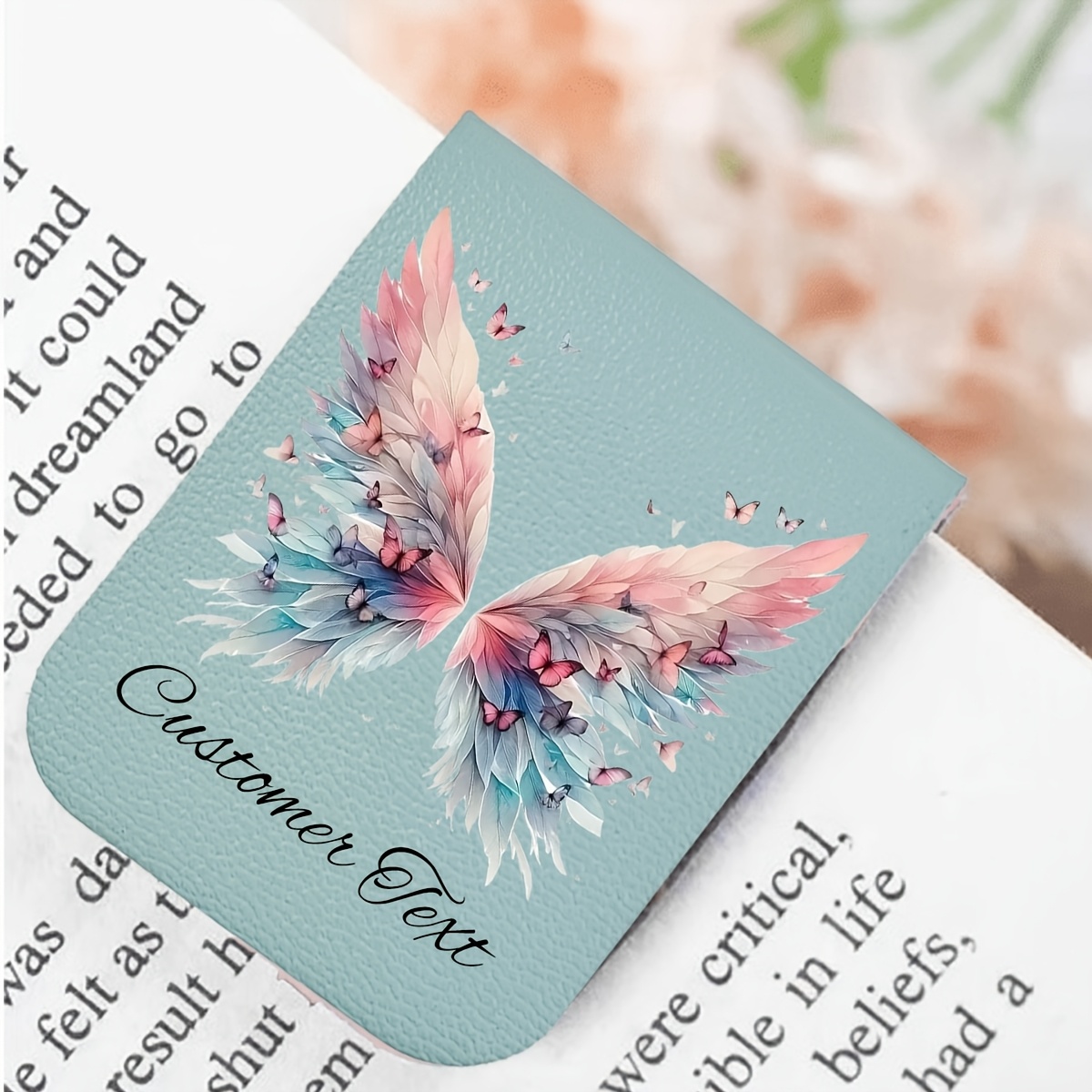 TEMU A Personalized Magnetic Bookmark - Featuring A Magnetic Clasp And Made Of Faux Leather, Engraved With A Name, Elegant Letter Bookmark, Women And