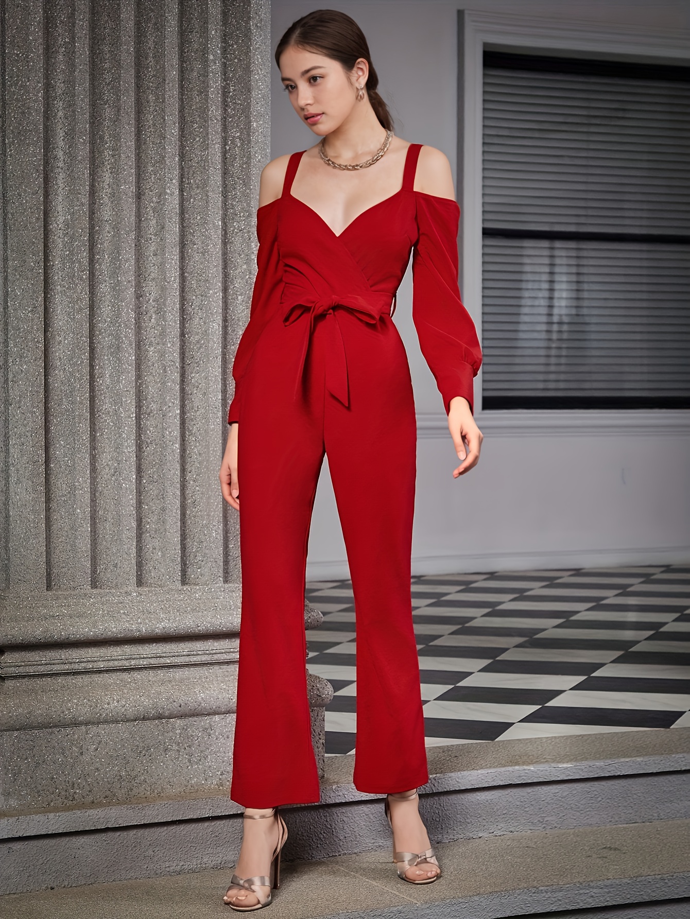 Long Sleeve Jumpsuit Wide Leg Jumpsuit Amazon C8504 Fashion Design