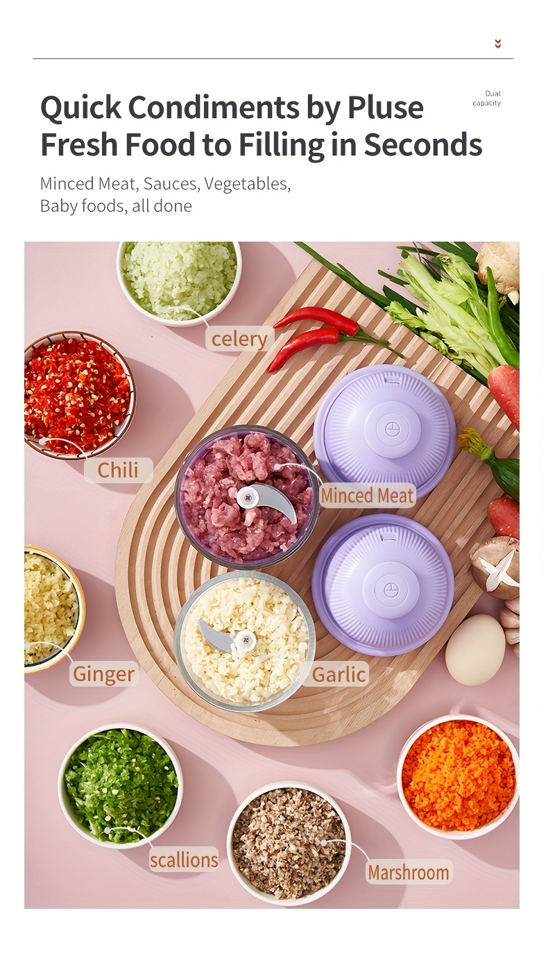 1pc electric garlic chopper mini   chopper 350ml garlicgrindercrusher onion chopper vegetable blender cordless food processor for ginger chilifruits meat etc blender machine barbell kitchen gadgets Product details 3