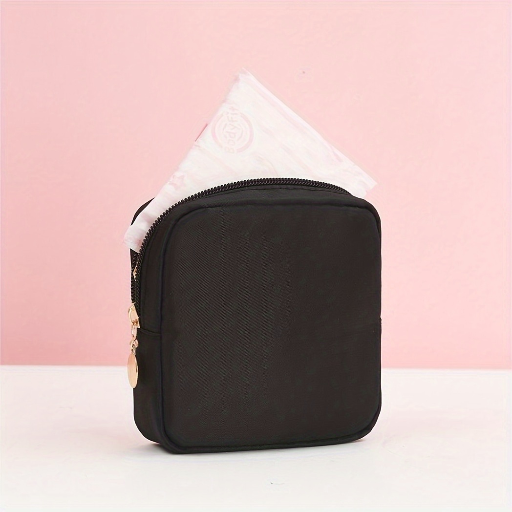 Image of Solid Color Storage Bag, Mini Nylon Wallet Makeup Pouch, Cute Cosmetic Bag With Zipper For Cosmetics, Portable Travel Storage Bag For , Multifunctional Handbag For Women