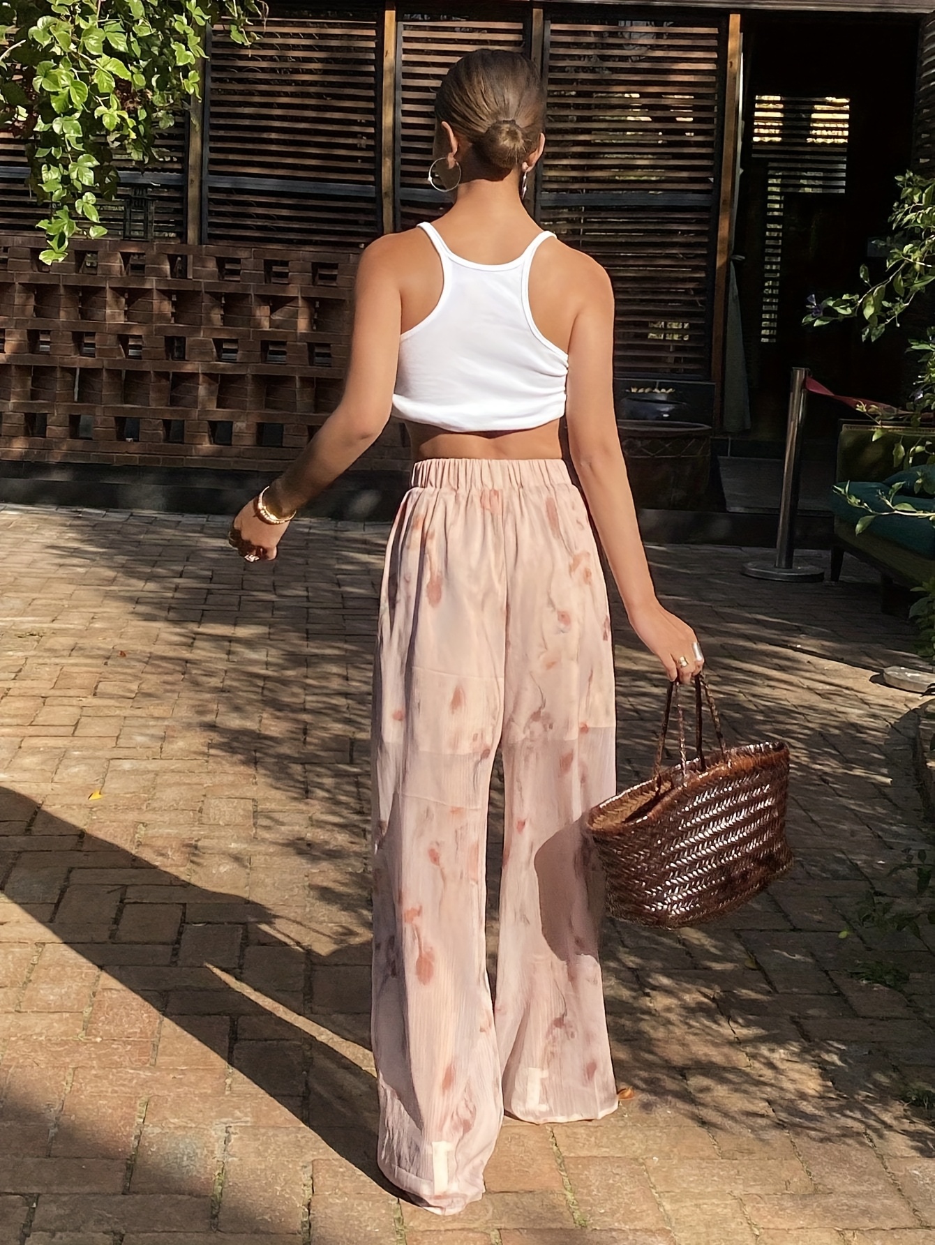 women's floral print straight leg casual pants lightweight Temu