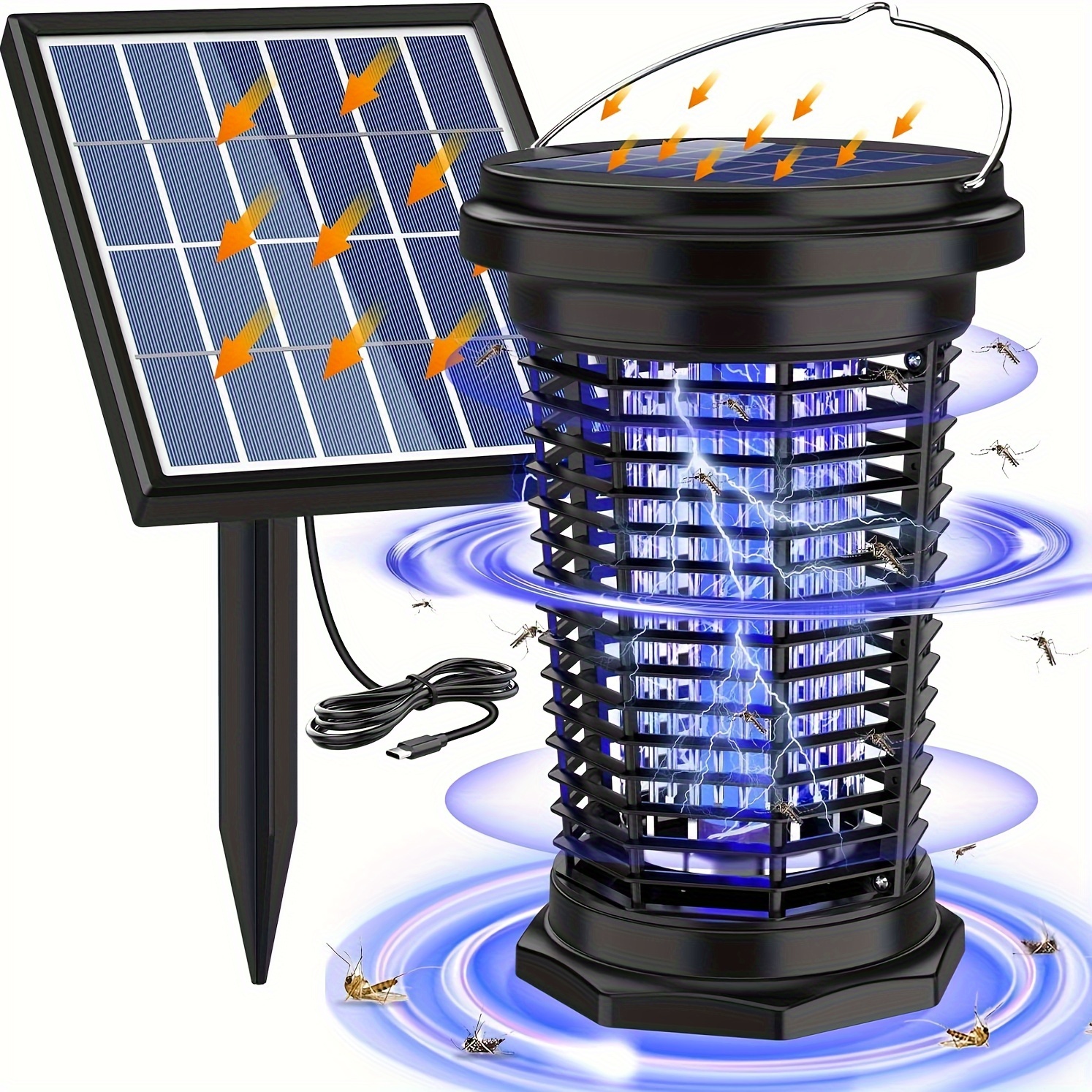 solar mosquito repellent lamp uv mosquito repellent device 2500mah long endurance angle adjustable dual solar panels uv mosquito repellent device garden indoor and outdoor courtyard kitchen home mosquito repellent lamp details 0