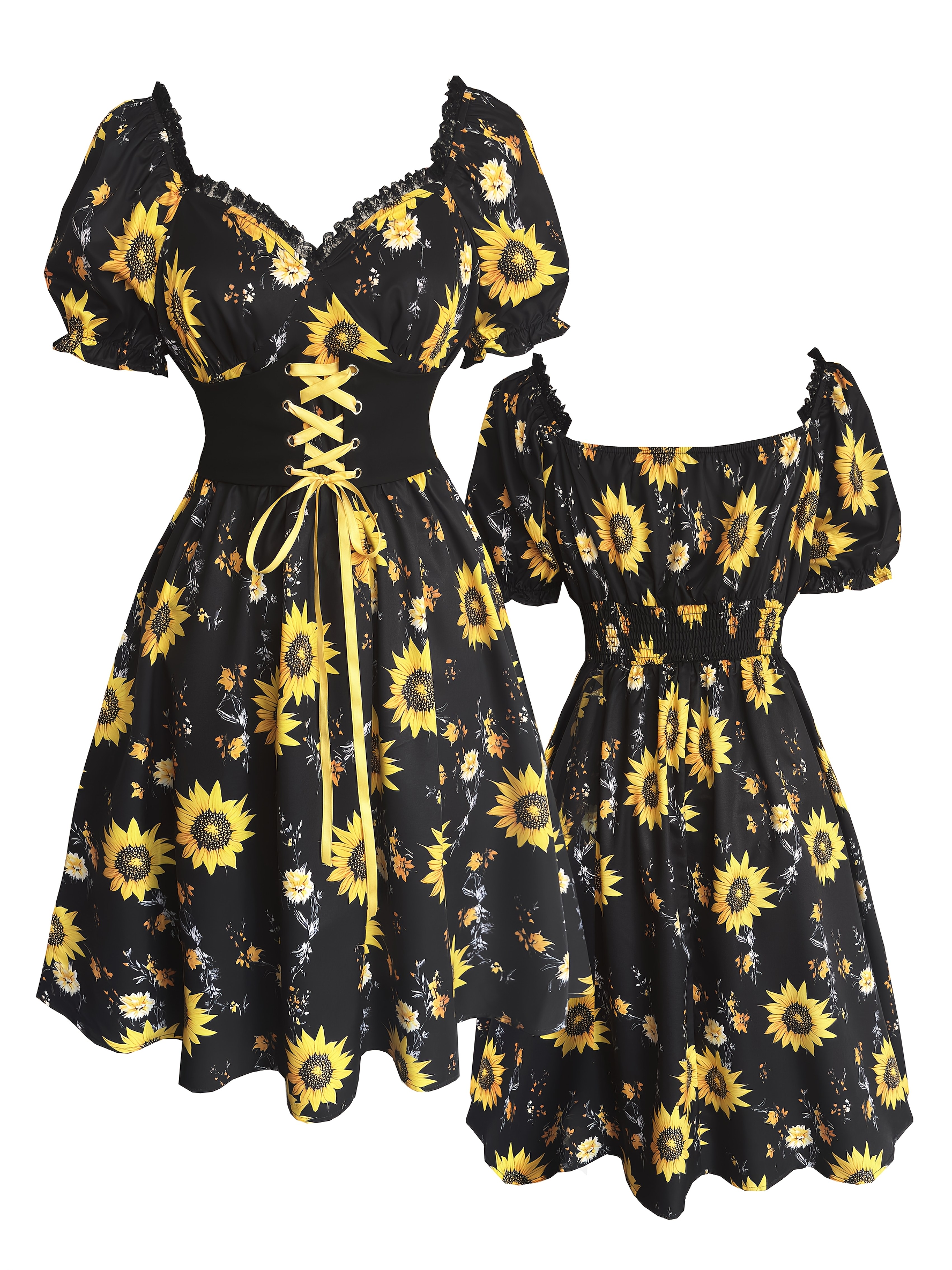sunflower dress sold on Temu United States
