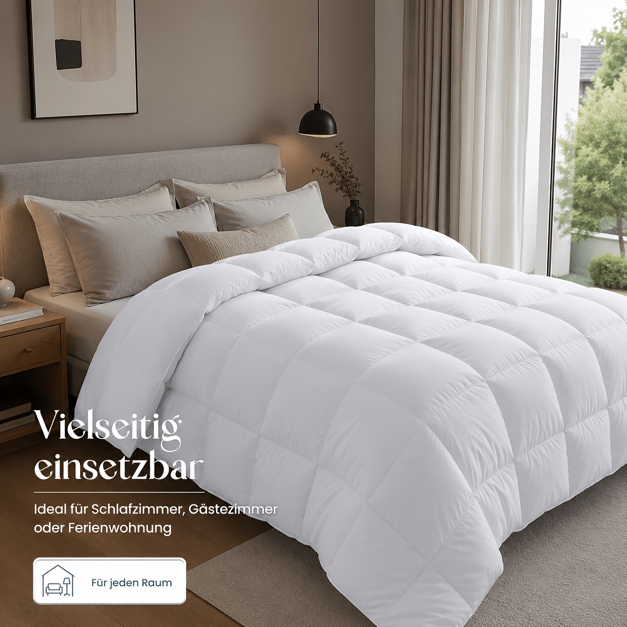 Image of Bedding Duvet, All-year Duvet 370 Gsm Filling, Breathable Microfiber Sleeping Blanket Soft Quiet Quilted Comforter, , Washable At 95°c, For Home, Guest, , Super Soft Cuddly