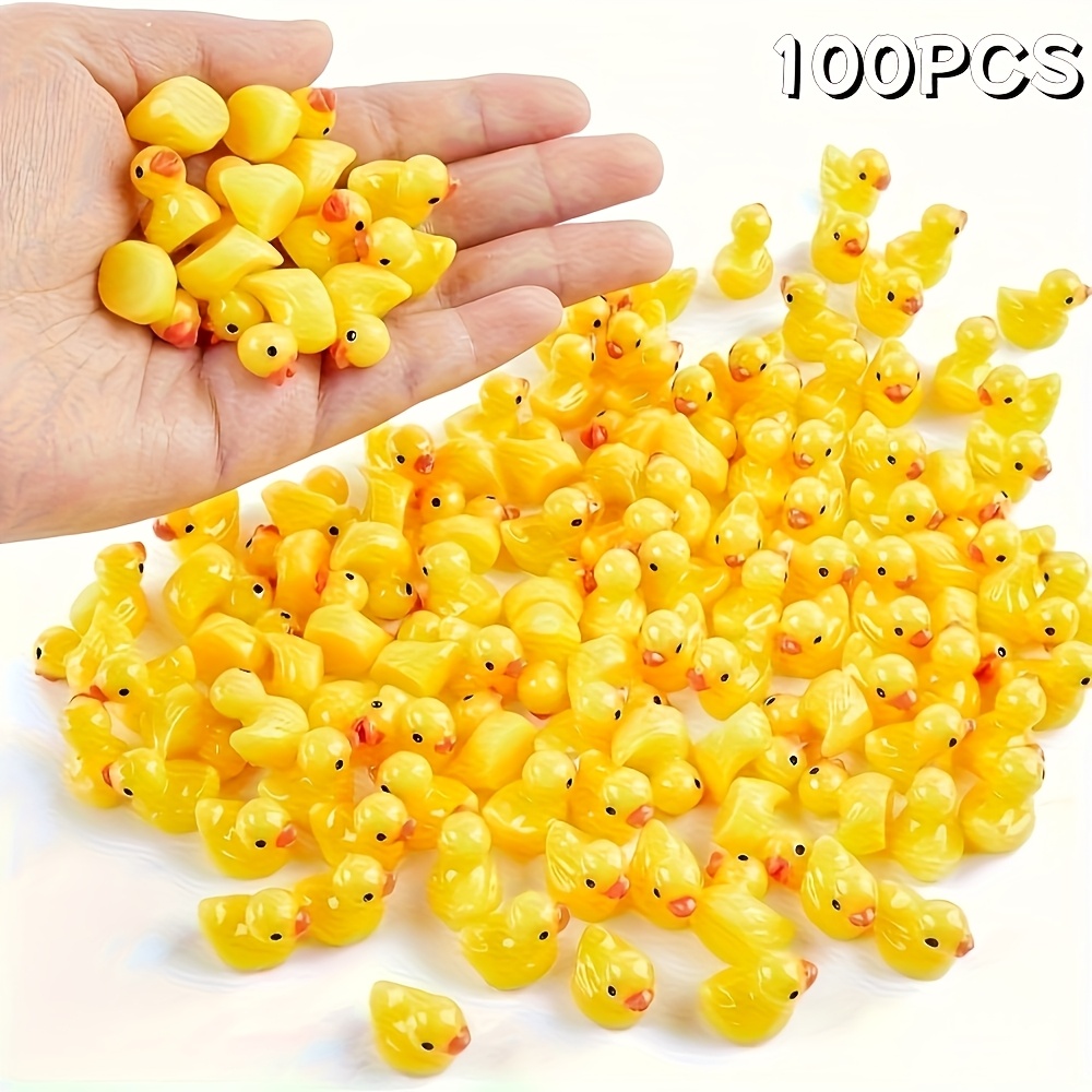 Image of 100pcs/200pcs Yellow Mini Duck Bulk Resin Duck Statues For Miniature Landscape Garden Aquarium Potted Plant Accessories Home Party Game Dollhouse Decoration Office Ornaments