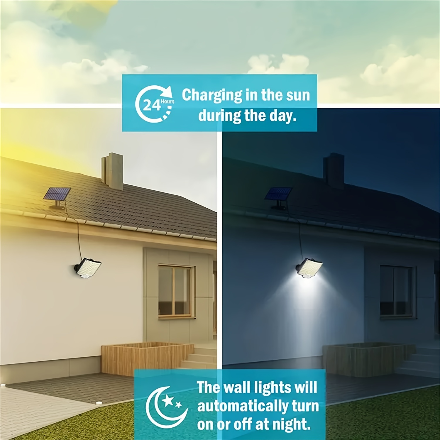 1pc 106 led solar outdoor wall light garden solar lamp with motion sensor 120 angle 16 5ft cable adjustable height remote control for outdoor garage use christmas gifts holiday office bedroom hotel party restaurant decoration details 5