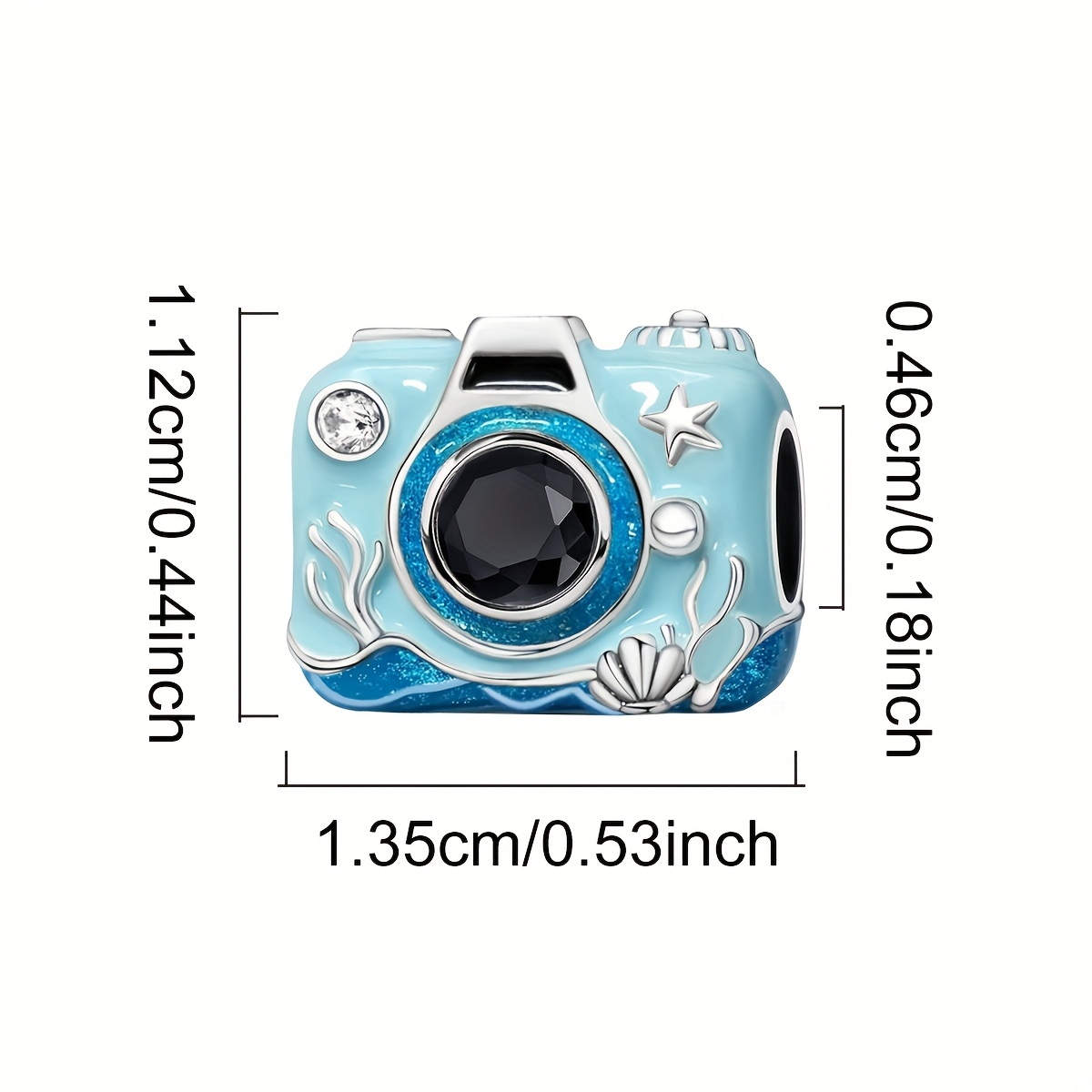 Women's 925 Silvery Plated Ocean Camera DIY Beaded Pendant