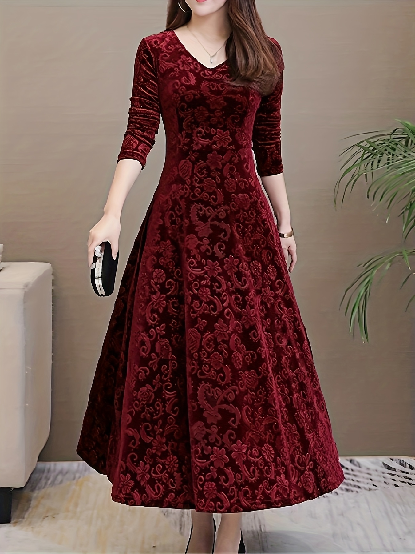 chinese dress ladies WDIRARA Women's Floral Jacquard Mesh Gothic Dress Bell Long Sleeve A Line  Vintage Dresses Black XX-Small at Amazon Women's Clothing store