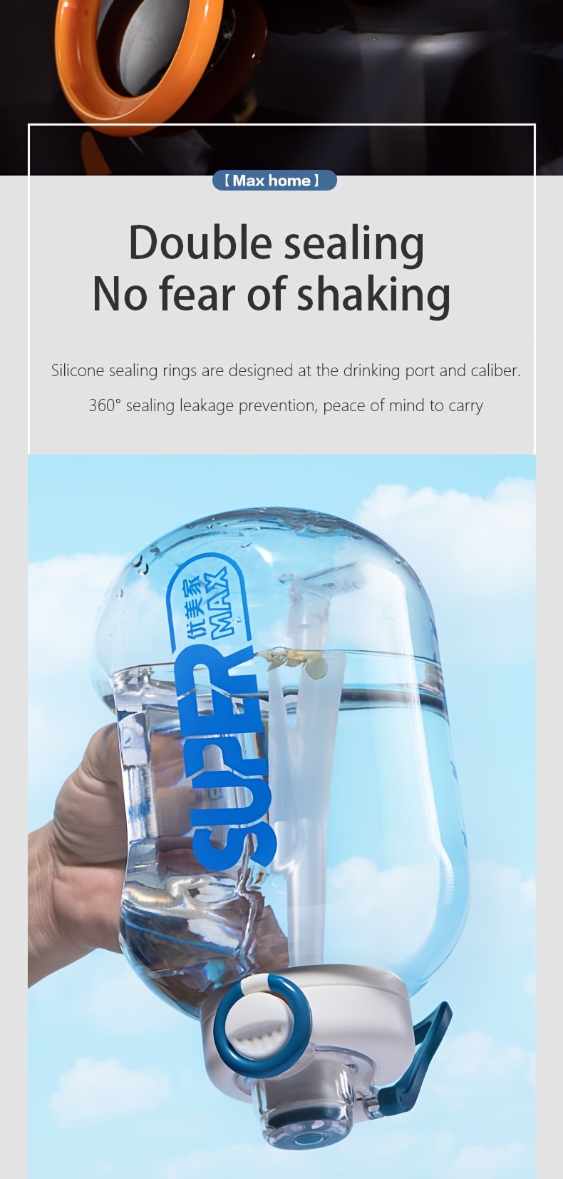 water bottle with straw large capacity summer sports water bottle high temperature resistant water bottle fitness jug details 6