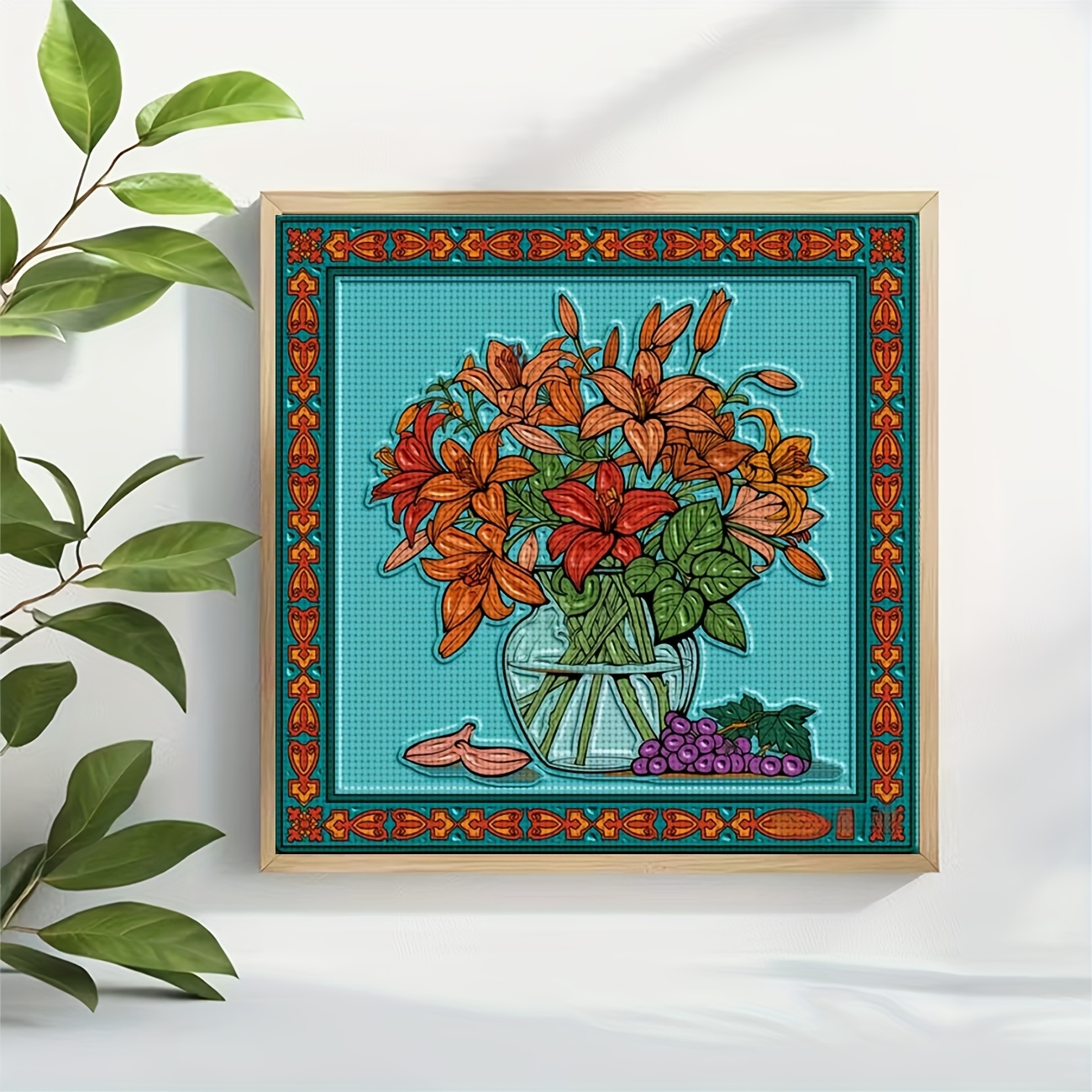 Printed DIY Cross Stitch Kit, Lilies in a Vase