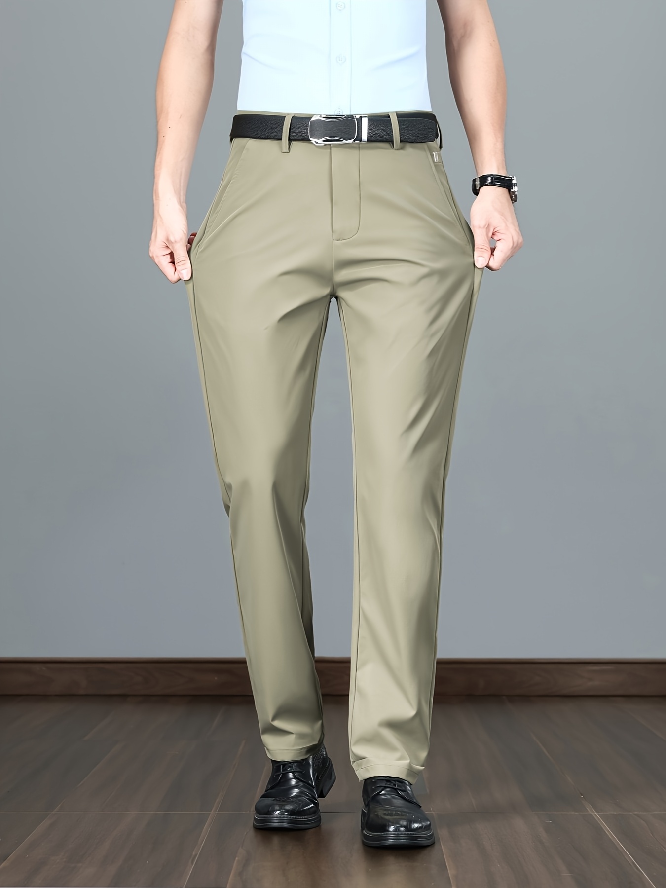 white christmas dresses Grass Green Straight Fit Pants – Wrinkle Resistant main image 0