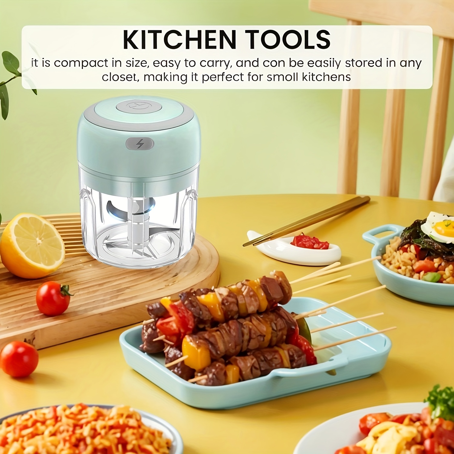 Cordless Electric Garlic Chopper and Mini Food Processor, Mini Electric Garlic Mincer with Rechargeable Battery, USB Charging Grinder - Compact Portable Design, 1600 RPM Motor Speed, Cordless Food Processor, Perfect for Garlic, Ginger, Onion