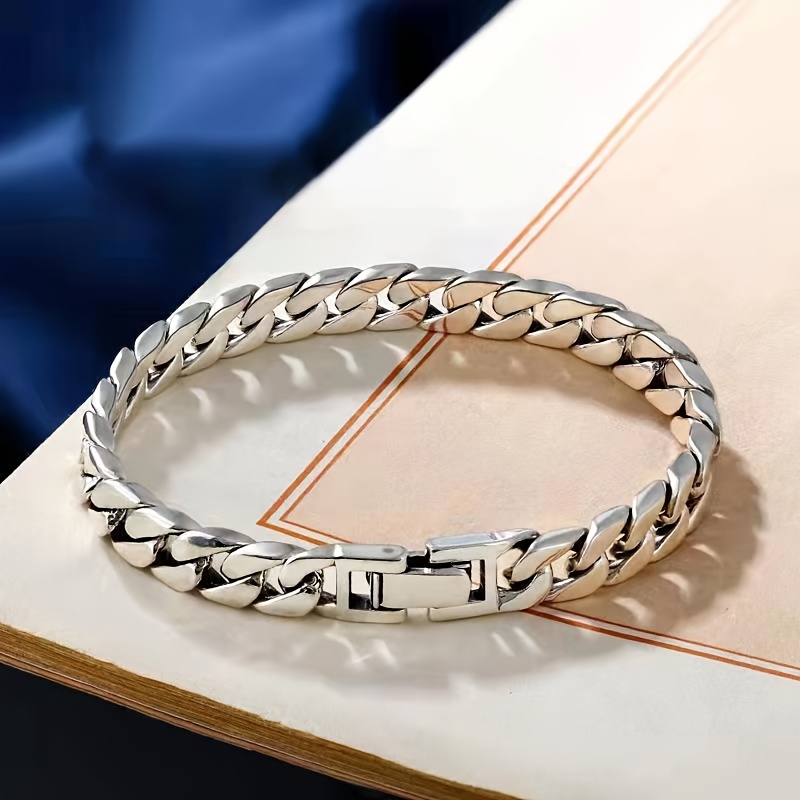E-shop Einfacher Ringarmband mit Silberbeschichtung für Männer Frauen, Trendiges vielseitiges Koreanisches Punk Hip-Hop Accessoire