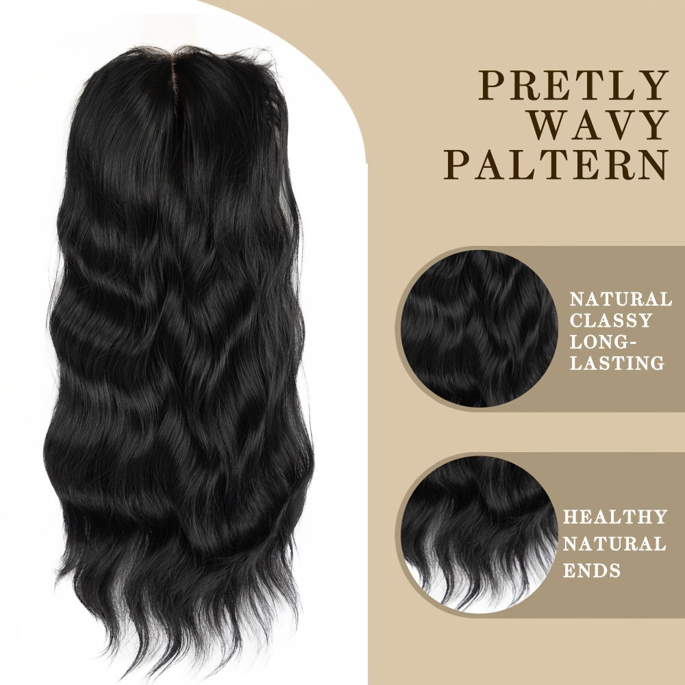 20in Wavy Synthetic Hair Topper with Fringe Bangs for Volume women 20 inch clip in hair topper suitable thinning hair - Temu main image 3