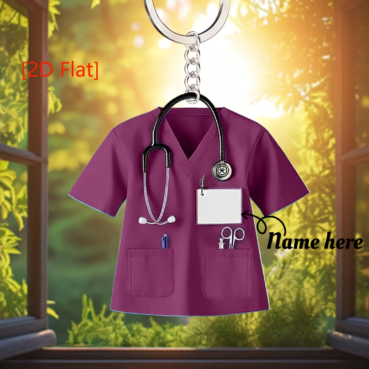 2d Flat, [2d Flat] Personalized Nurse Keychain, Custom Nurse Keyring, Healthcare Worker Keychain, Nurse Gift Keychain, Future Nurse Gift, Nursing Gift Keyring, 2d Flat